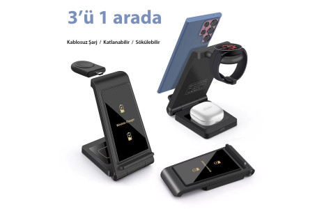 Newface B624 Samsung Kablosuz Şarj Masaüstü Set - Siyah
