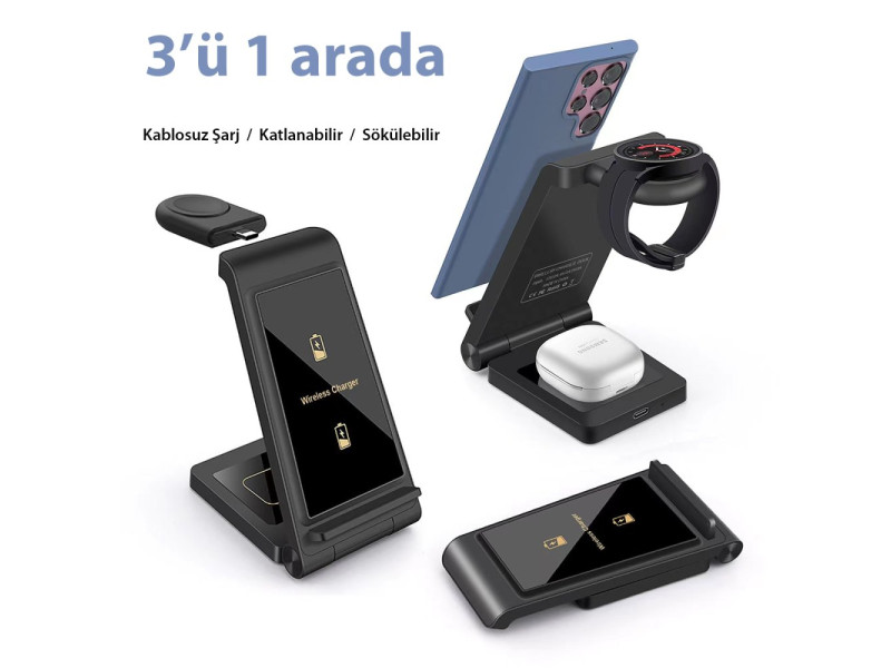 Newface B624 Samsung Kablosuz Şarj Masaüstü Set - Siyah