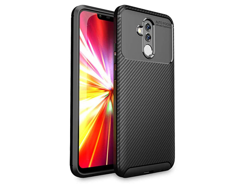 Newface Huawei Mate 20 Lite Kılıf Focus Karbon Silikon - Siyah