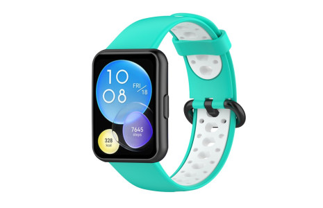 Newface Huawei Watch Fit 2 Spor Delikli Kordon - Turkuaz-Beyaz