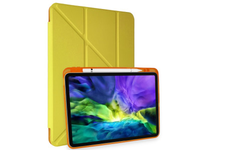 Newface iPad Pro 11 (2020) Kılıf Kalemlikli Mars Tablet Kılıfı - Açık Sarı