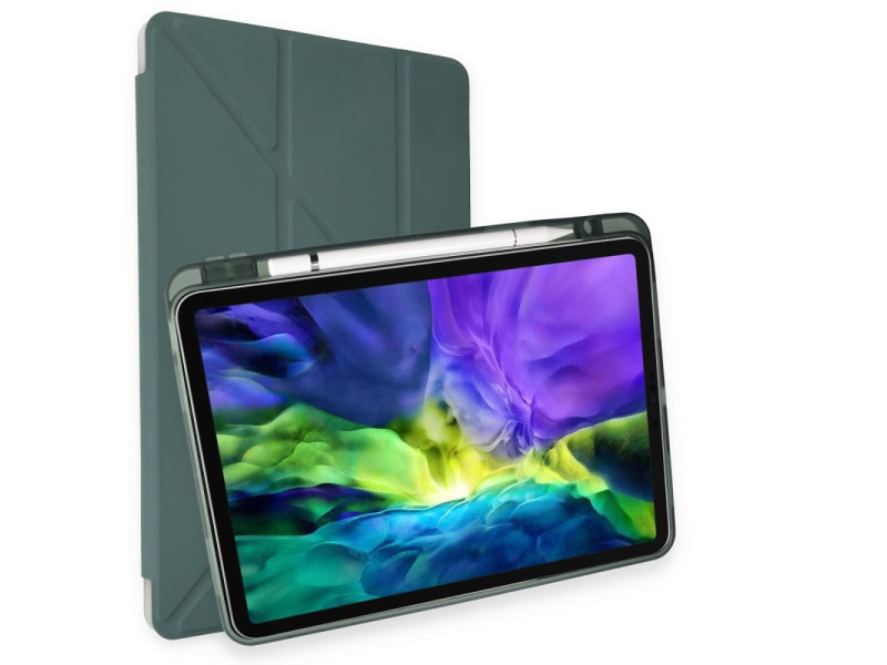 Newface iPad Pro 11 (2021) Kılıf Kalemlikli Hugo Tablet Kılıfı - Koyu Yeşil