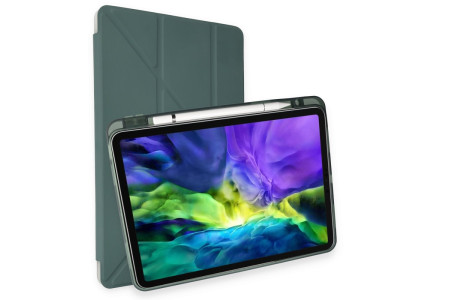 Newface iPad Pro 12.9 (2020) Kılıf Kalemlikli Hugo Tablet Kılıfı - Koyu Yeşil