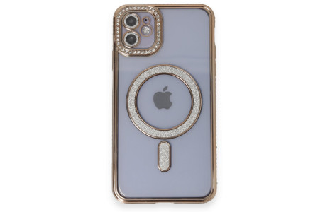 Newface iPhone 11 Kılıf Joke Simli Magneticsafe Kılıf - Gold