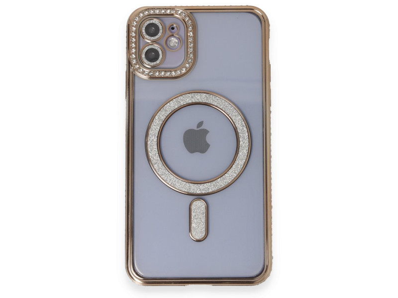 Newface iPhone 11 Kılıf Joke Simli Magneticsafe Kılıf - Gold