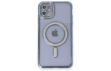 Newface iPhone 11 Kılıf Joke Simli Magneticsafe Kılıf - Mavi