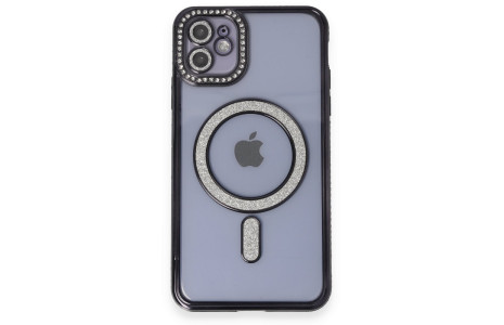 Newface iPhone 11 Kılıf Joke Simli Magneticsafe Kılıf - Siyah