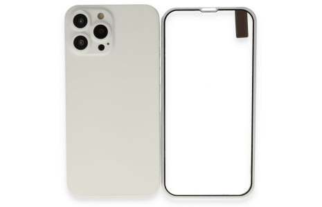 Newface iPhone 13 Pro Kılıf 360 Full Body Silikon Kapak - Beyaz