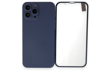 Newface iPhone 13 Pro Max Kılıf 360 Full Body Silikon Kapak - Açık Mavi