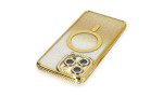 Newface iPhone 13 Pro Max Kılıf Joke Simli Magneticsafe Kılıf - Gold
