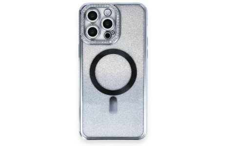 Newface iPhone 13 Pro Max Kılıf Joke Simli Magneticsafe Kılıf - Mavi