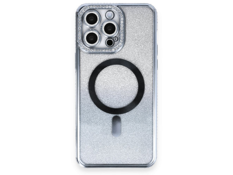 Newface iPhone 13 Pro Max Kılıf Joke Simli Magneticsafe Kılıf - Mavi