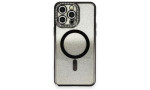 Newface iPhone 13 Pro Max Kılıf Joke Simli Magneticsafe Kılıf - Siyah