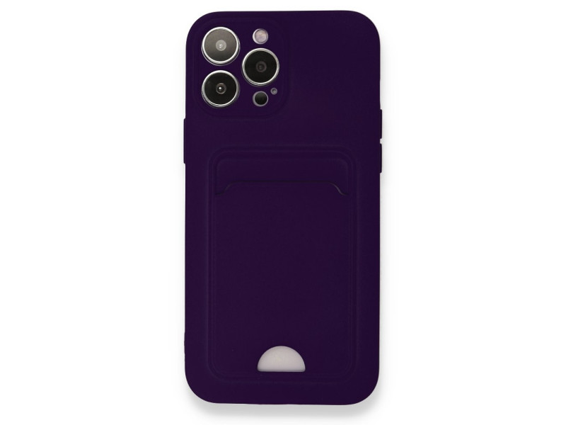 Newface iPhone 13 Pro Max Kılıf Kelvin Kartvizitli Silikon - Derin Mor
