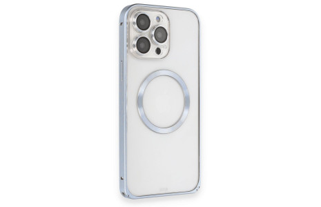 Joko iPhone 13 Pro Max Kılıf Metal Bumper Magneticsafe Kapak - Sierra Blue