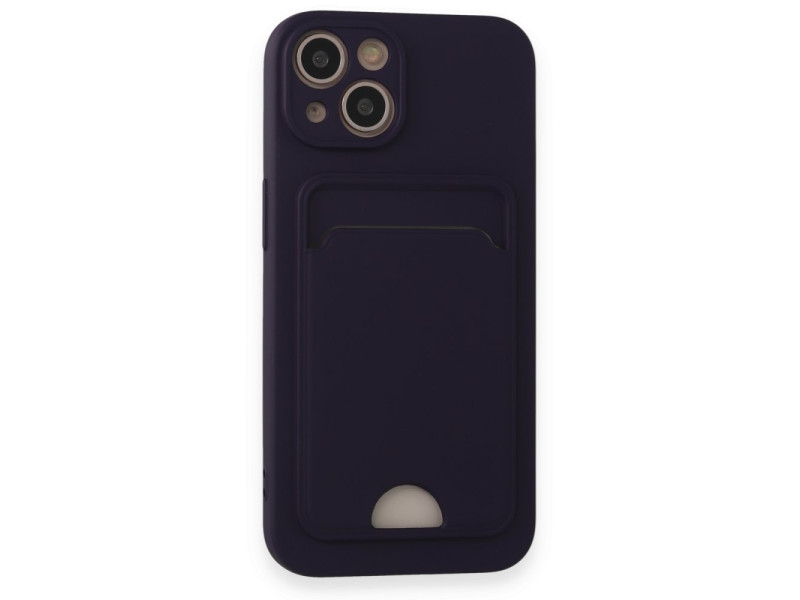 Newface iPhone 14 Kılıf Kelvin Kartvizitli Silikon - Derin Mor