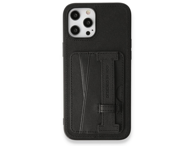 HDD iPhone 14 Pro Kılıf HD Deri Kartvizitli Kapak - Siyah