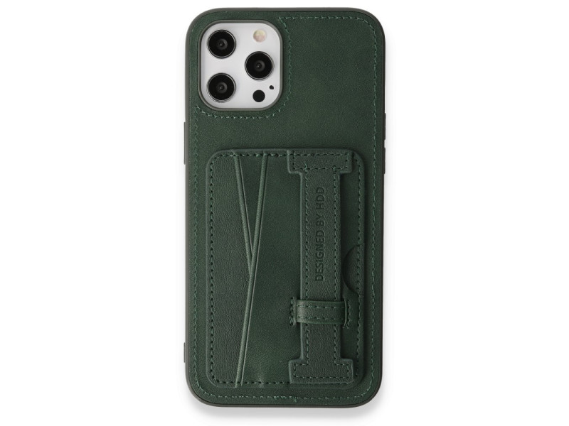 HDD iPhone 14 Pro Kılıf HD Deri Kartvizitli Kapak - Yeşil