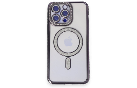 Newface iPhone 14 Pro Kılıf Joke Simli Magneticsafe Kılıf - Derin Mor
