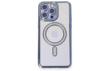 Newface iPhone 14 Pro Kılıf Joke Simli Magneticsafe Kılıf - Mavi