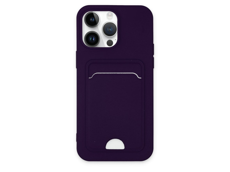 Newface iPhone 14 Pro Kılıf Kelvin Kartvizitli Silikon - Derin Mor