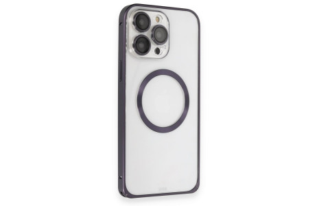 Joko iPhone 14 Pro Kılıf Metal Bumper Magneticsafe Kapak - Derin Mor