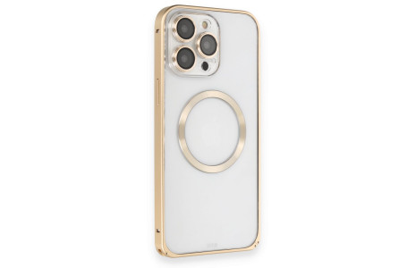 Joko iPhone 14 Pro Kılıf Metal Bumper Magneticsafe Kapak - Gold