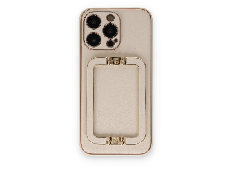 Newface iPhone 14 Pro Max Kılıf Coco Elit Kapak - Gold
