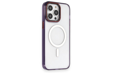 Newface iPhone 14 Pro Max Kılıf Dinamik Magneticsafe Silikon - Derin Mor