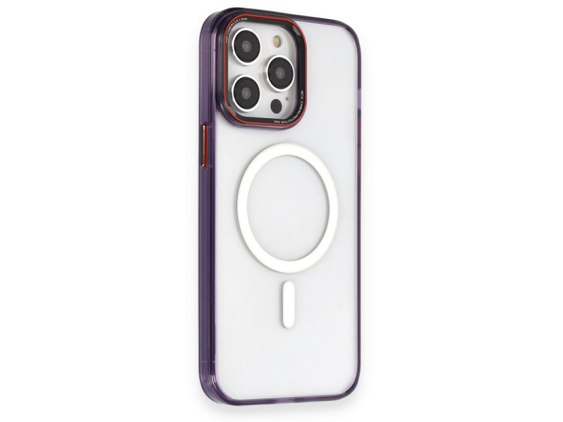 Newface iPhone 14 Pro Max Kılıf Dinamik Magneticsafe Silikon - Derin Mor