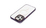 Newface iPhone 14 Pro Max Kılıf Dinamik Magneticsafe Silikon - Derin Mor