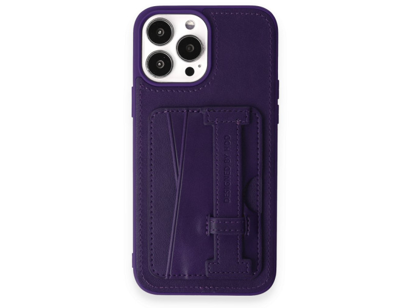 HDD iPhone 14 Pro Max Kılıf HD Deri Kartvizitli Kapak - Derin Mor