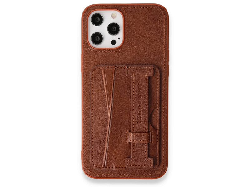 HDD iPhone 14 Pro Max Kılıf HD Deri Kartvizitli Kapak - Kahverengi