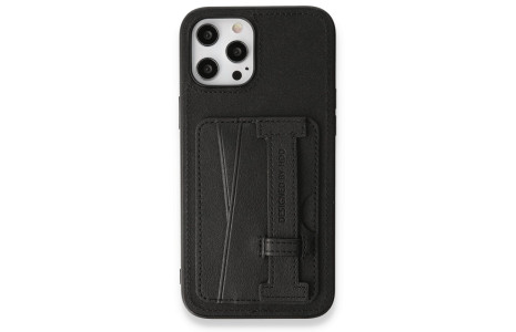 HDD iPhone 14 Pro Max Kılıf HD Deri Kartvizitli Kapak - Siyah