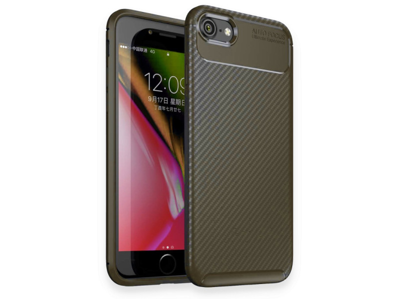 Newface iPhone 7 Plus Kılıf Focus Karbon Silikon - Yeşil