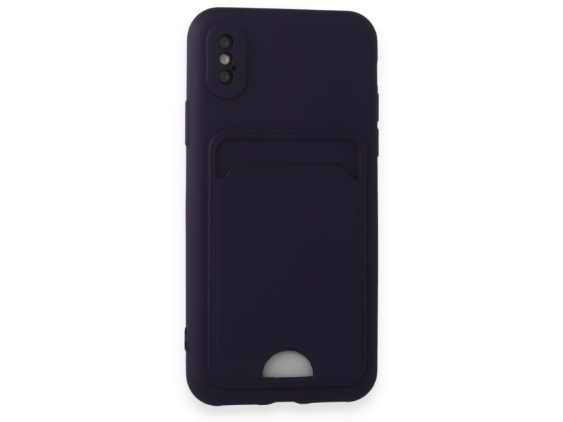 Newface iPhone X Kılıf Kelvin Kartvizitli Silikon - Derin Mor