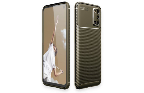 Newface Oppo A72 Kılıf Focus Karbon Silikon - Yeşil