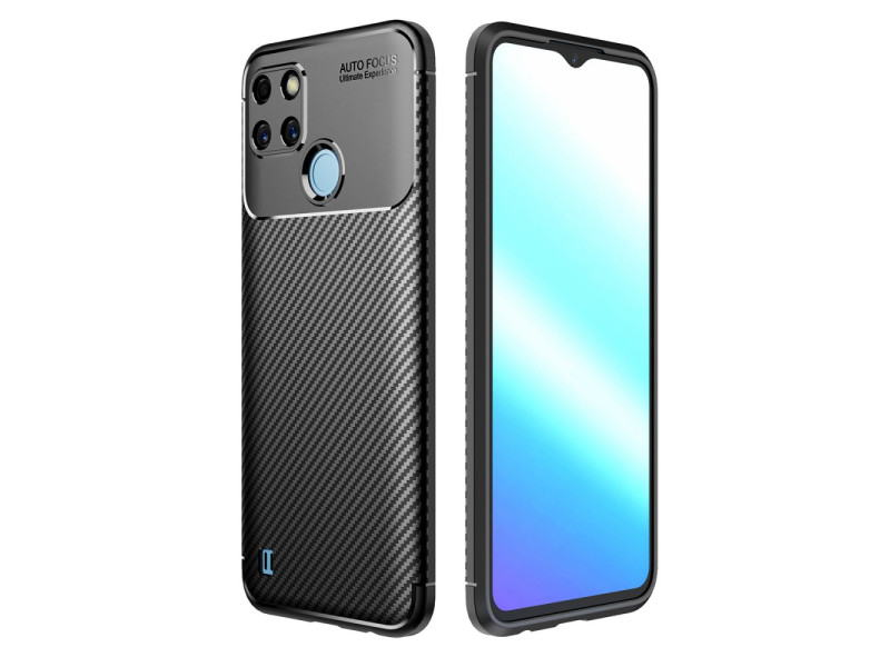 Newface Realme C25Y Kılıf Focus Karbon Silikon - Siyah