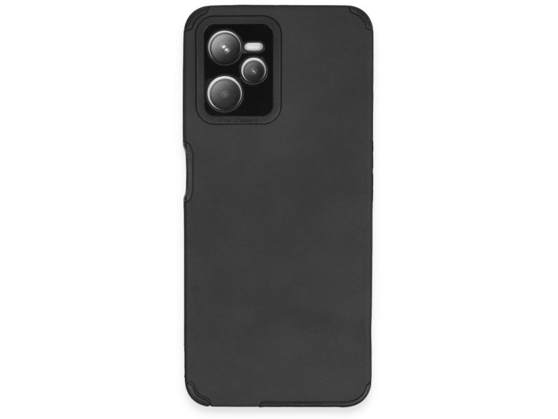 Newface Realme C35 Kılıf Loop Deri Silikon - Siyah
