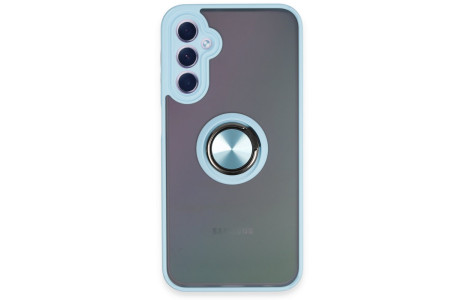 Newface Samsung Galaxy A24 4G Kılıf Montreal Yüzüklü Silikon Kapak - Buz Mavi