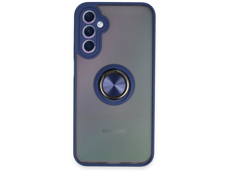 Newface Samsung Galaxy A24 4G Kılıf Montreal Yüzüklü Silikon Kapak - Lacivert