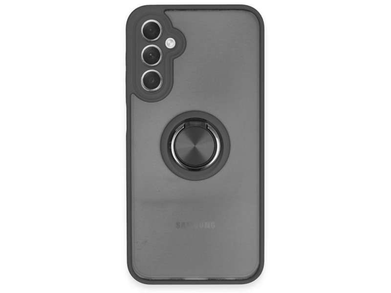Newface Samsung Galaxy A24 4G Kılıf Montreal Yüzüklü Silikon Kapak - Siyah