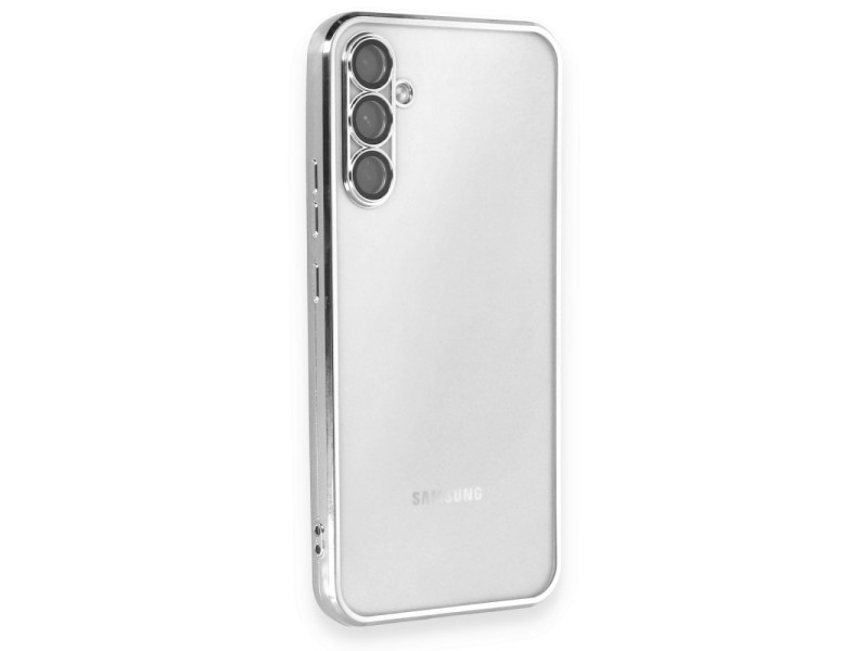 Newface Samsung Galaxy A54 5G Kılıf Razer Lensli Silikon - Gümüş