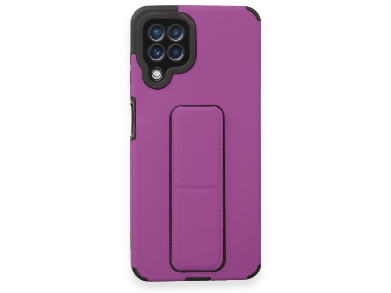 Newface Samsung Galaxy M32 Kılıf Mega Standlı Silikon - Mor