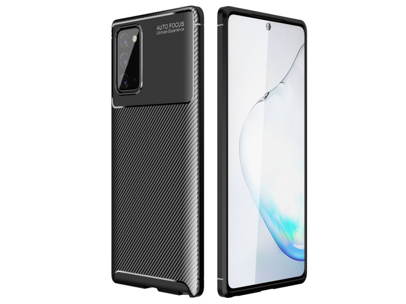 Newface Samsung Galaxy Note 20 Kılıf Focus Karbon Silikon - Siyah