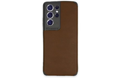Newface Samsung Galaxy S21 Ultra Kılıf Loop Deri Silikon - Kahverengi