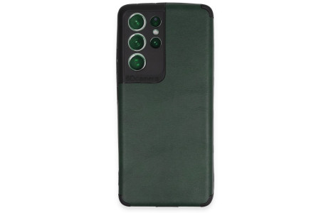 Newface Samsung Galaxy S21 Ultra Kılıf Loop Deri Silikon - Yeşil