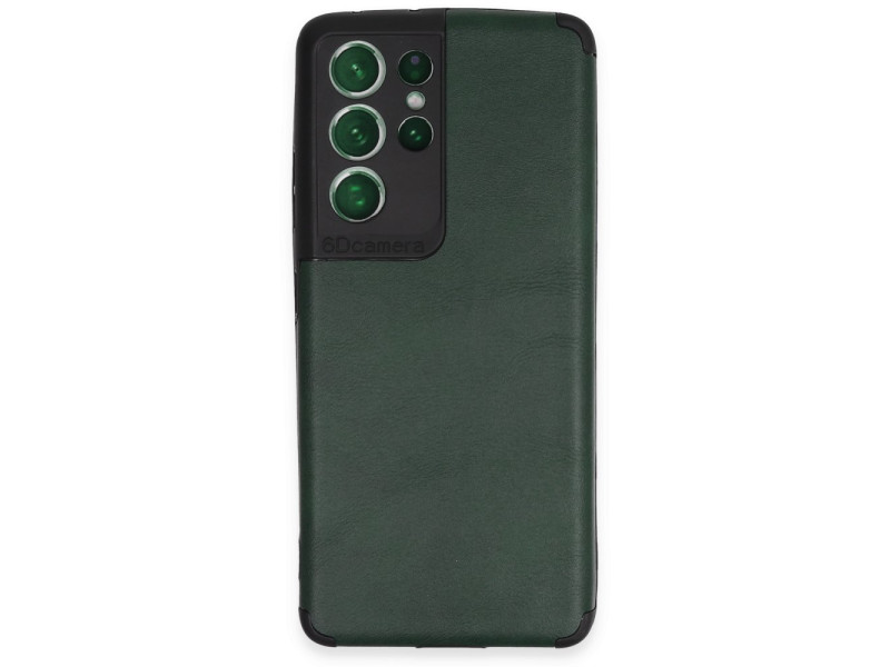 Newface Samsung Galaxy S21 Ultra Kılıf Loop Deri Silikon - Yeşil