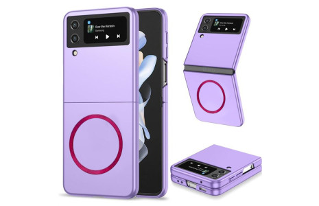 Newface Samsung Galaxy Z Flip 3 Kılıf Mata Fold Kapak - Lila