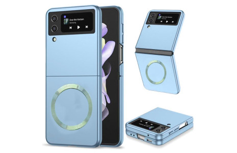 Newface Samsung Galaxy Z Flip 3 Kılıf Mata Fold Kapak - Sierra Blue